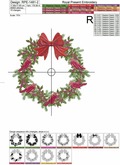 Machine Embroidery Design Christmas Festive Wreath - 3 sizes