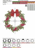 Machine Embroidery Design Christmas Festive Wreath - 3 sizes