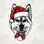 Christmas Husky dog - 4 sizes