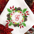 Machine Embroidery Design Christmas floral wreath - 3 sizes