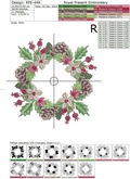 Machine Embroidery Design Christmas floral wreath - 3 sizes