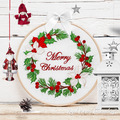 Christmas wreath poinsettias machine embroidery design