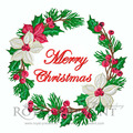 Christmas wreath poinsettias machine embroidery design