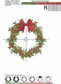 Machine Embroidery Design Christmas wreath with berry - 5 sizes