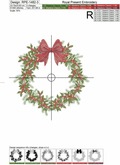 Machine Embroidery Design Christmas wreath with berry - 5 sizes