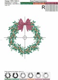 Machine Embroidery Design Christmas wreath with berry - 5 sizes