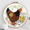 Circular Hen аnd chicken Machine Embroidery Design - 4 sizes