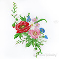 Machine Embroidery Design Colorful floral pattern with dog rose, poppy, chamomile and cornflowers - 3 sizes