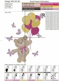 Cute Bear with air balloons Machine Embroidery Design