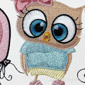 Machine Embroidery Design Cute Owl girl with balloon - 3 sizes