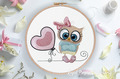 Machine Embroidery Design Cute Owl girl with balloon - 3 sizes