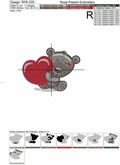 Machine Embroidery Design Cute Teddy Bear with heart - 2 sizes