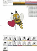 Machine Embroidery Design Cute bee holding a heart - 2 sizes