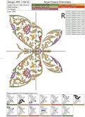 Floral Butterfly Machine Embroidery Design - 3 sizes