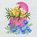 Easter Chicken in Pink egg Machine Embroidery Design - 2 sizes