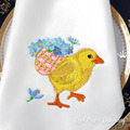 Machine Embroidery Design Easter Chicken with forget-me-nots