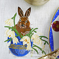 Easter bunny in an egg with snowdrops - 3 sizes