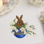 Easter bunny in an egg with snowdrops machine embroidery design - 3 sizes