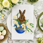 Easter bunny in an egg with snowdrops machine embroidery design - 3 sizes