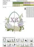 Easter egg Blank Monogram with lilac and snowdrops Machine Embroidery Design