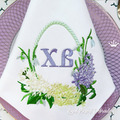 Easter egg Blank Monogram with lilac and snowdrops Machine Embroidery Design