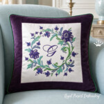 Large Emerald Floral Blank Monogram Frame Machine Embroidery Design