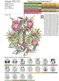 Exotic flowers and anchor Machine Embroidery Design - 2 sizes