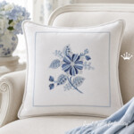 Fantastic 3D Blue Flowers Machine Embroidery Design for Table Linens - 2 Sizes