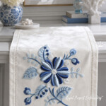 Fantastic 3D Blue Flowers Machine Embroidery Design for Table Linens - 2 Sizes