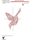 Ornate Flying bird Machine Embroidery Design  - 4 sizes
