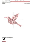 Ornate Flying bird Machine Embroidery Design  - 4 sizes