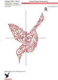 Ornate Flying bird Machine Embroidery Design  - 4 sizes