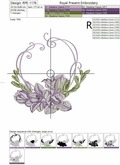 Machine Embroidery Design Freesia Blank Monogram - 2 sizes