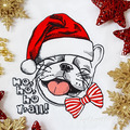 French bulldog in a Santa hat