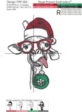 Giraffe portrait in a red Santa's hat Machine Embroidery Design