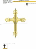 Machine Embroidery Design Gold Cross - 6 sizes