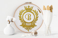 Machine Embroidery Design Gold Vignette with crown - 3 sizes