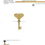 Gold Key with Filigree Heart Machine Embroidery Design – 2 Sizes