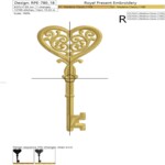Gold Key with Filigree Heart Machine Embroidery Design – 2 Sizes