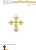 Machine Embroidery Design Gold ornate cross - 2 sizes