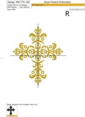 Machine Embroidery Design Gold ornate cross - 2 sizes