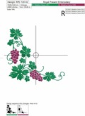 Machine Embroidery Design Graceful Grapes Corner - 2 in 1