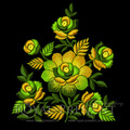 Machine Embroidery Design Green Garden flowers