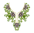 Machine Embroidery Design Green Neckline