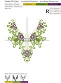 Machine Embroidery Design Green Neckline