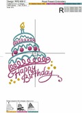 Machine Embroidery Design Happy Birthday Cake - 3 sizes