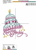 Machine Embroidery Design Happy Birthday Cake - 3 sizes
