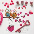 Happy Owl Couple Machine Embroidery Design for Pillow - 2 Sizes