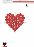 Machine Embroidery Design Heart of red roses - 4 sizes
