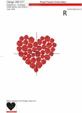 Machine Embroidery Design Heart of red roses - 4 sizes